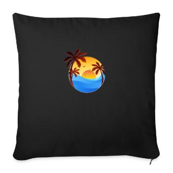 Fond plat de coucher de soleil avec des palmiers - Housse de coussin décorative 45 x 45 cm - noir - Devant