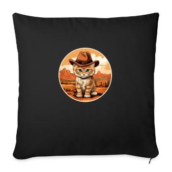 Chat du Far West - Housse de coussin décorative 45 x 45 cm - noir - Devant