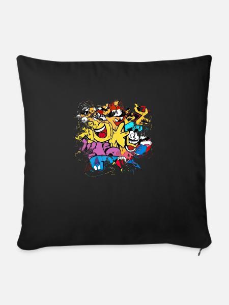 Graffiti-Stil Splash Hip Hop Farben Maler Farbe - Sofakissenbezug 45 x 45 cm - Schwarz