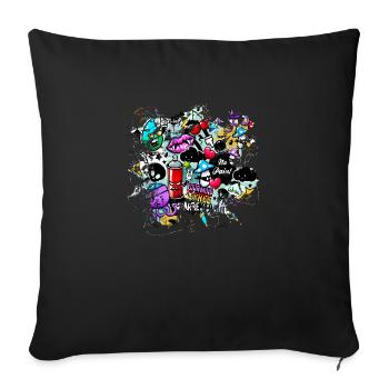 Graffiti style Splash hip hop colors painter color - Sofa pillowcase 17,3'' x 17,3'' (45 x 45 cm) - black - Front