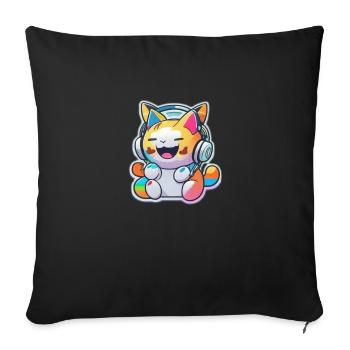 Rainbow Cat - Sofakissenbezug 45 x 45 cm - Schwarz - Vorne