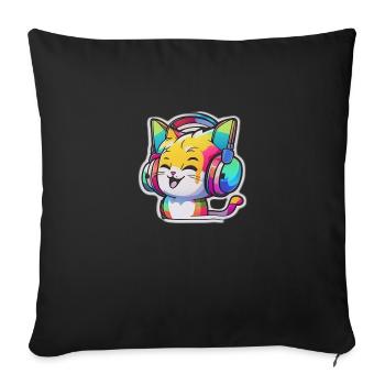 Rainbow Cat - Sofakissenbezug 45 x 45 cm - Schwarz - Vorne