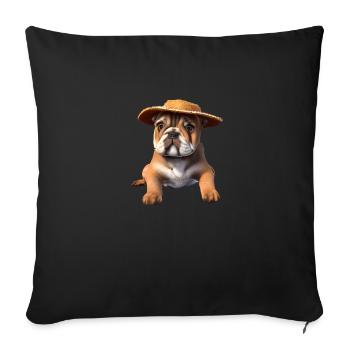 Dog Bulldog Dogs Dog Owners Dog Owners - Sofa pillowcase 17,3'' x 17,3'' (45 x 45 cm) - black - Front
