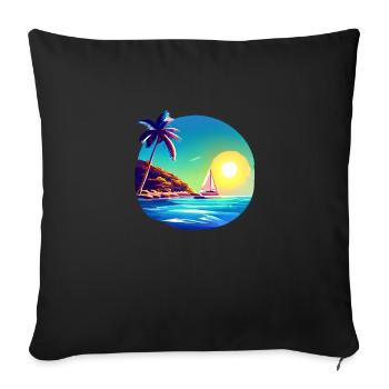 voilier voilier voilier voilier voilier voilier - Housse de coussin décorative 45 x 45 cm - noir - Devant