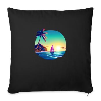 voilier voilier voilier voilier voilier voilier - Housse de coussin décorative 45 x 45 cm - noir - Devant