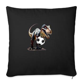 Dinosaurs with soccer ball - Sofa pillowcase 17,3'' x 17,3'' (45 x 45 cm) - black - Front