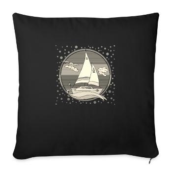 Segelboot - Sofakissenbezug 45 x 45 cm - Schwarz - Vorne