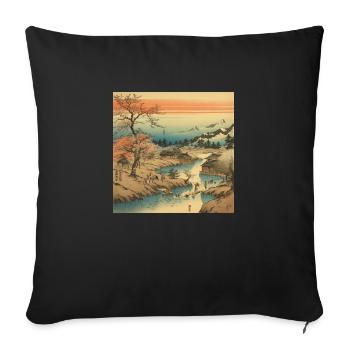 Beauté nostalgique du Japon - Housse de coussin décorative 45 x 45 cm - noir - Devant