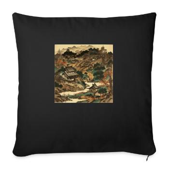 Vintage Japan: Picturesque Beauty of Natu - Sofa pillowcase 17,3'' x 17,3'' (45 x 45 cm) - black - Front