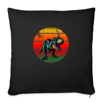 T Rex Dino dans Sunset Retro - Housse de coussin décorative 45 x 45 cm - noir - Devant