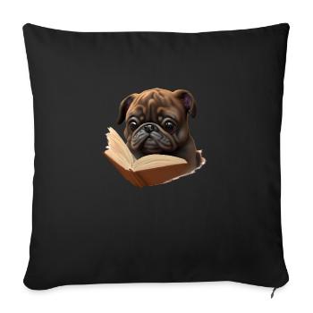 Bulldog Dogs Read Book Dog Dog Owners - Sofa pillowcase 17,3'' x 17,3'' (45 x 45 cm) - black - Front