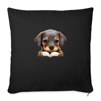 Dachshund Dog Book Reading Dogs Dachshund Puppy Books - Sofa pillowcase 17,3'' x 17,3'' (45 x 45 cm) - black - Front