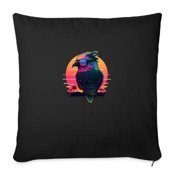 Synthwave sunset Bird - Housse de coussin décorative 45 x 45 cm - noir - Devant