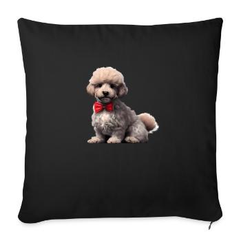 Caniche Chiot Caniche chiot avec nœud papillon Propriétaire du chien - Housse de coussin décorative 45 x 45 cm - noir - Devant