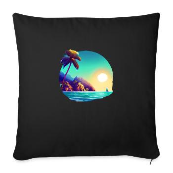Palm Beach Summer Holiday Palm Island Sun - Sofa pillowcase 17,3'' x 17,3'' (45 x 45 cm) - black - Front
