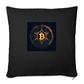 Logo Bitcoin Moderne Élégant Desgin Noir Or - Housse de coussin décorative 45 x 45 cm - noir - Devant