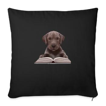 Labradorbesitzer Labrador Retriever Buch lesen - Sofakissenbezug 45 x 45 cm - Schwarz - Vorne