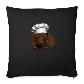 Hund Dachshund Gastronom Dackelwelpe Kochen Hunde - Sofakissenbezug 45 x 45 cm - Schwarz - Vorne