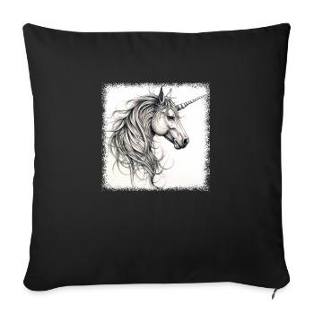 Licorne de dessin animé drôles dictons heureux idée présente - Housse de coussin décorative 45 x 45 cm - noir - Devant