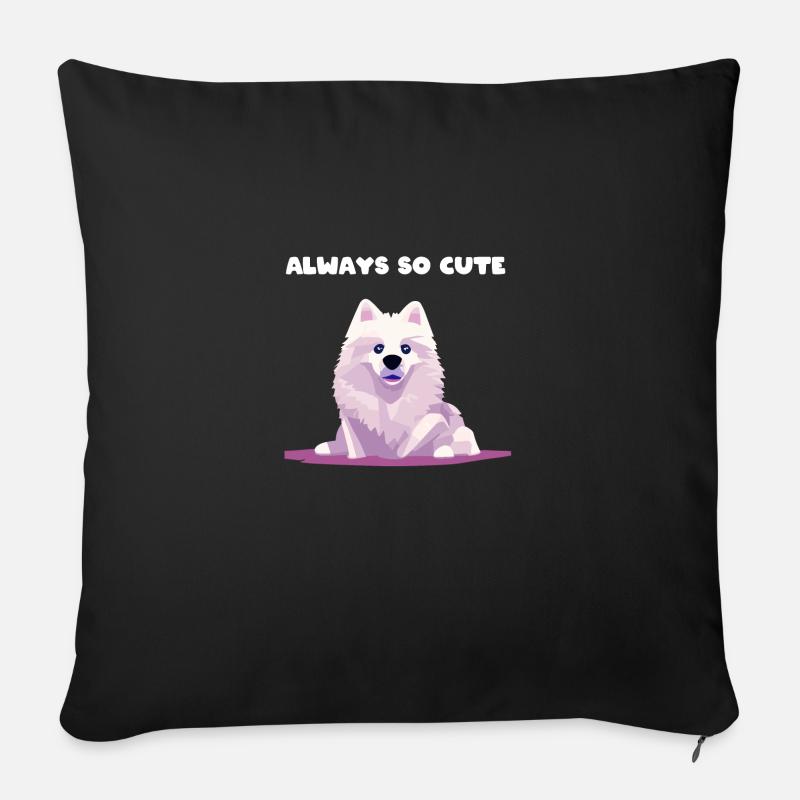 Samoyède chien mignon mignon mignon chien de traîneau mignon - Housse de coussin décorative 45 x 45 cm - noir