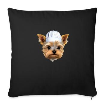 Yorkshire Terrier Chiot Gastronom Chien Cuisine - Housse de coussin décorative 45 x 45 cm - noir - Devant