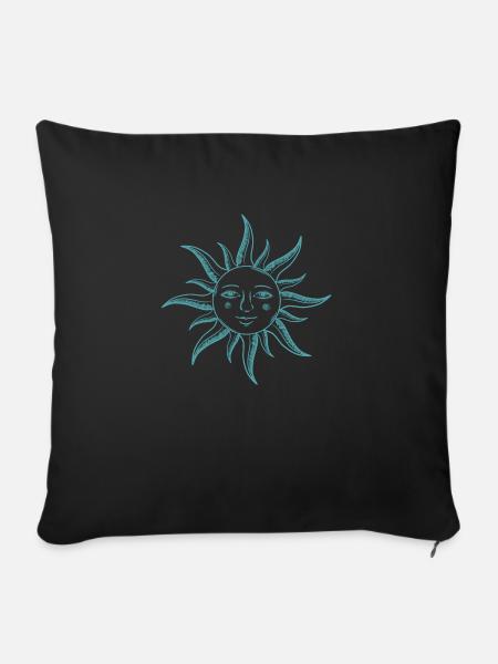 sonne gesicht heilige geometrie yoga Geschenkidee - Sofakissenbezug 45 x 45 cm - Schwarz
