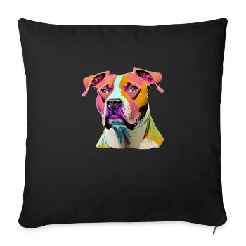 Chien American Staffordshire Terrier - Housse de coussin décorative 45 x 45 cm - noir - Devant