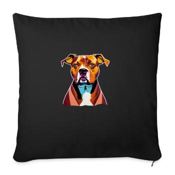 Chien American Staffordshire Terrier - Housse de coussin décorative 45 x 45 cm - noir - Devant