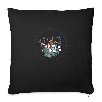 Blumenmotiv mit Spruch zum Thema Selbstliebe - Sofakissenbezug 45 x 45 cm - Schwarz - Vorne