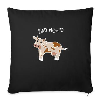 Bad Mood Cow (White) - Sofa pillowcase 17,3'' x 17,3'' (45 x 45 cm) - black - Front