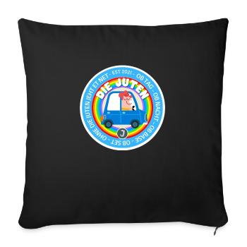 70s Rainbow Logo Die Juten - Sofakissenbezug 45 x 45 cm - Schwarz - Vorne