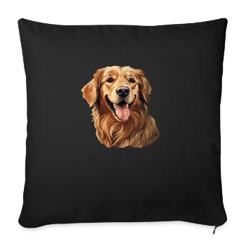 Friendly Golden Retriever Dog - Sofa pillowcase 17,3'' x 17,3'' (45 x 45 cm) - black - Front