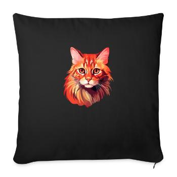Red Cat Cat Portrait Cat Head Maine Coon - Sofa pillowcase 17,3'' x 17,3'' (45 x 45 cm) - black - Front