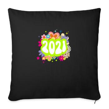 Year 2021 anniversary Groovy floral - Sofa pillowcase 17,3'' x 17,3'' (45 x 45 cm) - black - Front