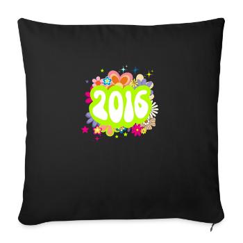 Year 2016 anniversary Groovy floral - Sofa pillowcase 17,3'' x 17,3'' (45 x 45 cm) - black - Front