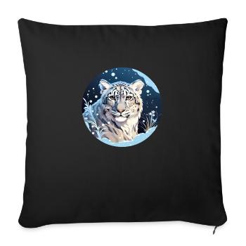 Léopard des neiges - Housse de coussin décorative 45 x 45 cm - noir - Devant