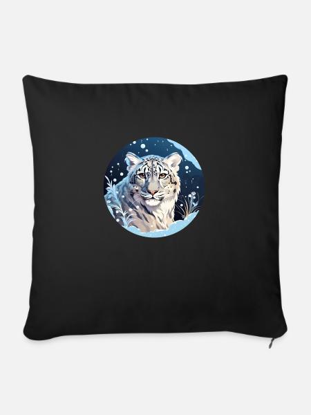 Schneeleopard - Sofakissenbezug 45 x 45 cm - Schwarz