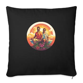 Gay men on vacation summer vacation island - Sofa pillowcase 17,3'' x 17,3'' (45 x 45 cm) - black - Front