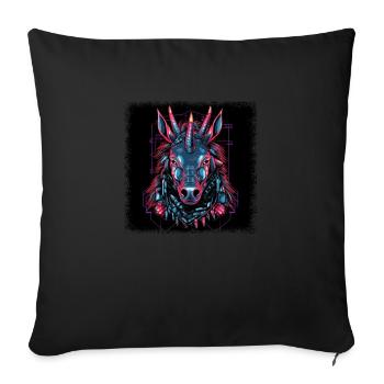 Bday Geek Idée cadeau génial cornu heureux - Housse de coussin décorative 45 x 45 cm - noir - Devant