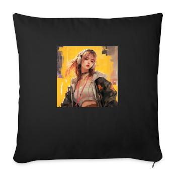 Japan Manga Women - Sofakissenbezug 45 x 45 cm - Schwarz - Vorne