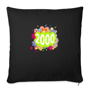 Année 2000 anniversaire Groovy floral - Housse de coussin décorative 45 x 45 cm - noir - Devant