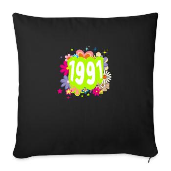 Year 1991 anniversary Floral Groovy - Sofa pillowcase 17,3'' x 17,3'' (45 x 45 cm) - black - Front