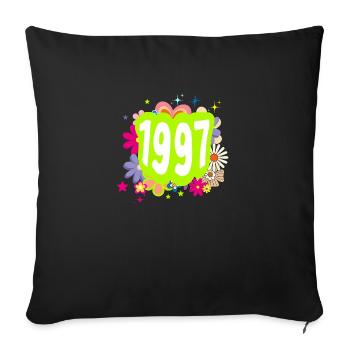 Year 1997 anniversary Groovy floral - Sofa pillowcase 17,3'' x 17,3'' (45 x 45 cm) - black - Front