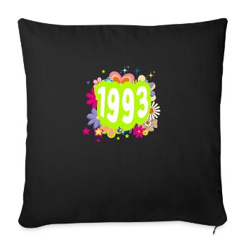 Année 1993 anniversaire Groovy floral - Housse de coussin décorative 45 x 45 cm - noir - Devant