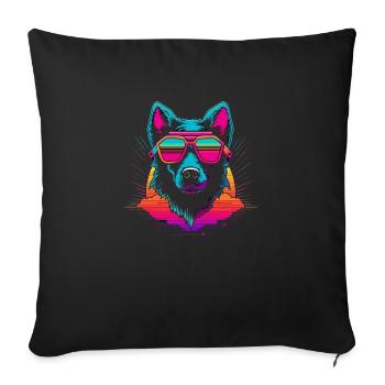 Neon Dog 80sStyle for Black - Sofa pillowcase 17,3'' x 17,3'' (45 x 45 cm) - black - Front
