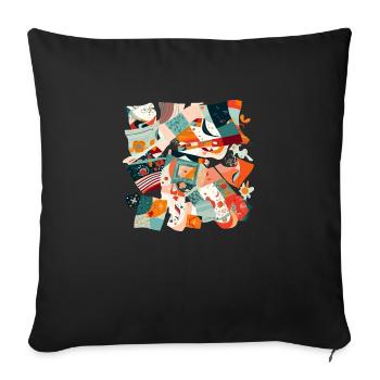 Patchwork aus Stoff - Sofakissenbezug 45 x 45 cm - Schwarz - Vorne