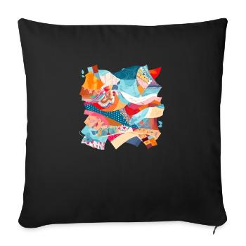 Patchwork de tissu n°3 - Housse de coussin décorative 45 x 45 cm - noir - Devant