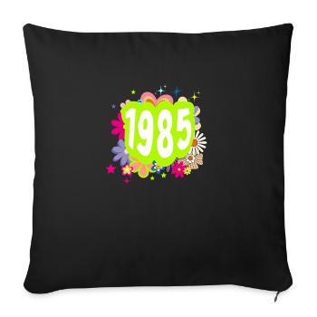 Year 1985 anniversary Floral Groovy - Sofa pillowcase 17,3'' x 17,3'' (45 x 45 cm) - black - Front