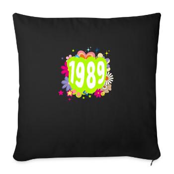 Year 1989 anniversary Groovy floral - Sofa pillowcase 17,3'' x 17,3'' (45 x 45 cm) - black - Front