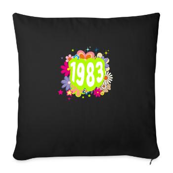 Year 1983 anniversary Floral Groovy - Sofa pillowcase 17,3'' x 17,3'' (45 x 45 cm) - black - Front